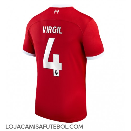 Camisa de Futebol Liverpool Virgil van Dijk #4 Equipamento Principal 2023-24 Manga Curta